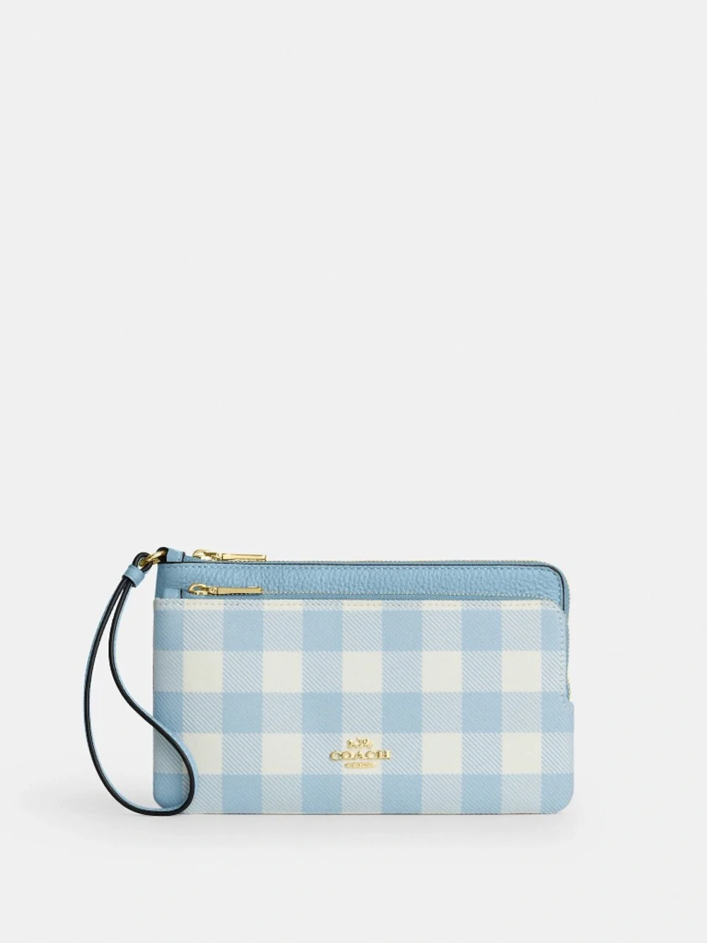 Coach Outlet Double Zip Wristlet With Gingham Print